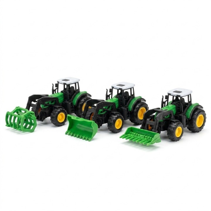 Set 3 Tractores De Granja Juguete Friccion Vehiculos Niños