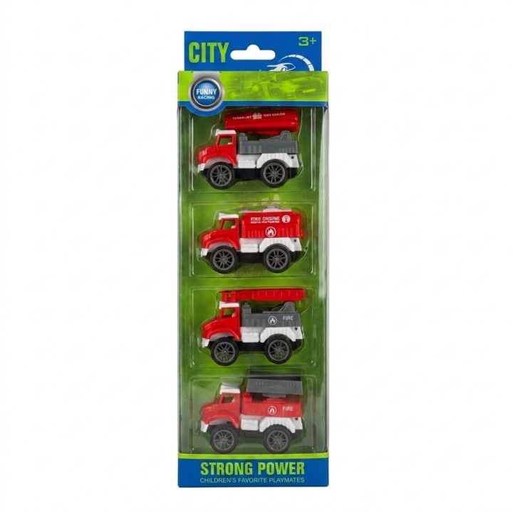 Set 4 Carros Bomberos Juguete Friccion Vehiculos Infantil