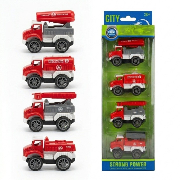 Set 4 Carros Bomberos Juguete Friccion Vehiculos Infantil