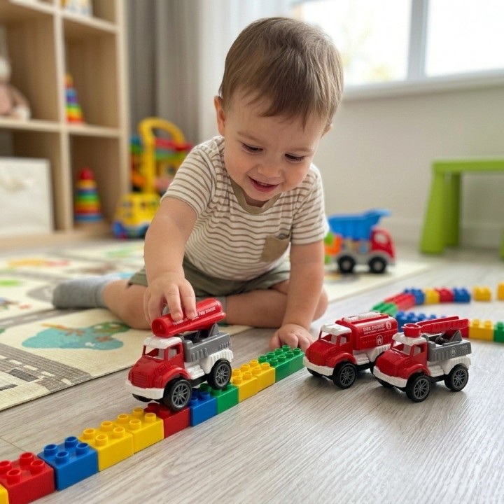 Set 4 Carros Bomberos Juguete Friccion Vehiculos Infantil