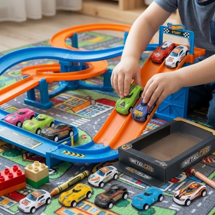 Set 12 Carritos Deportivos Fricción Pull Back Para Niños