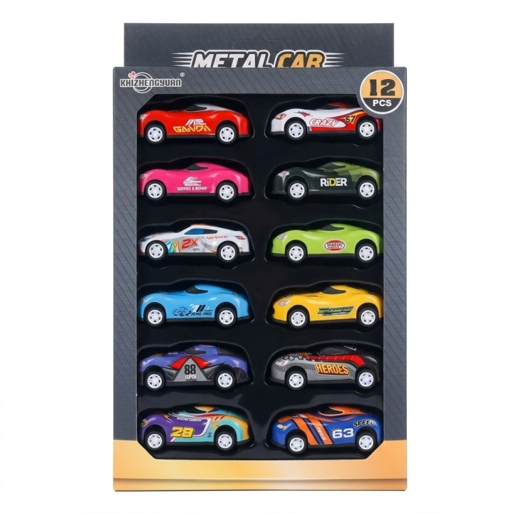 Set 12 Carritos Deportivos Fricción Pull Back Para Niños