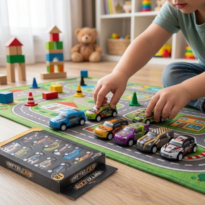 Set 12 Carros Deportivos Juguete Friccion Niños