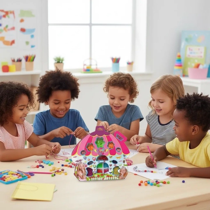Set Crear Pulseras Niñas Mostacillas Estuche Casa