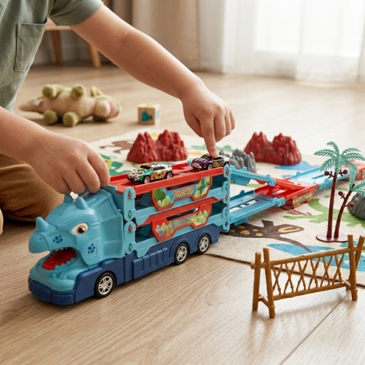 Camion Dinosaurio Pista Plegable Con Accesorios