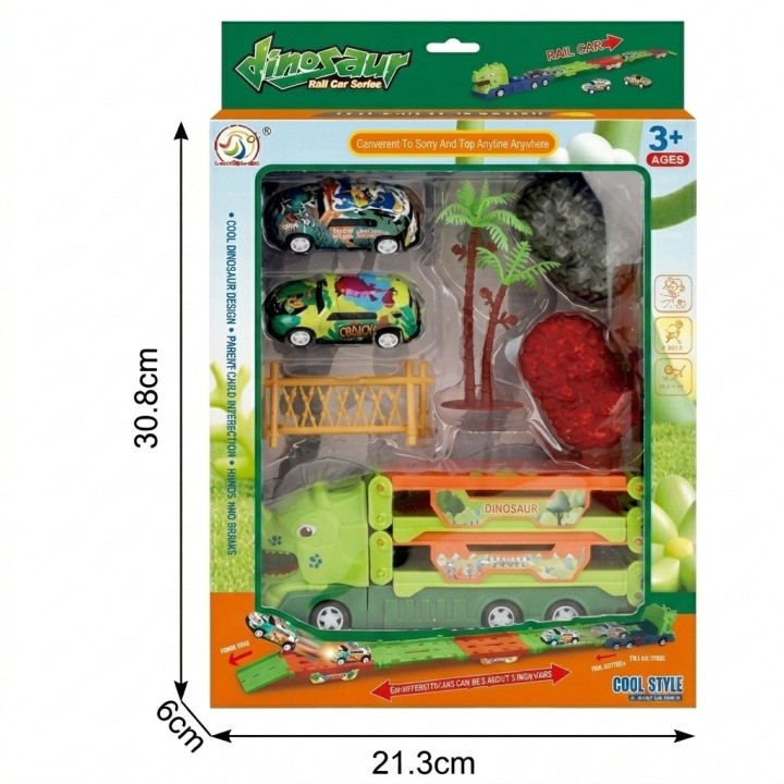 Camion Dinosaurio Pista Plegable Con Accesorios