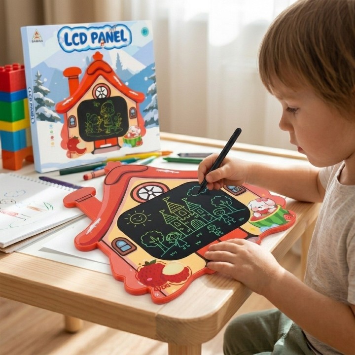 Tablero Mágico Lcd Forma Casa Dibujo Y Escritura Infantil