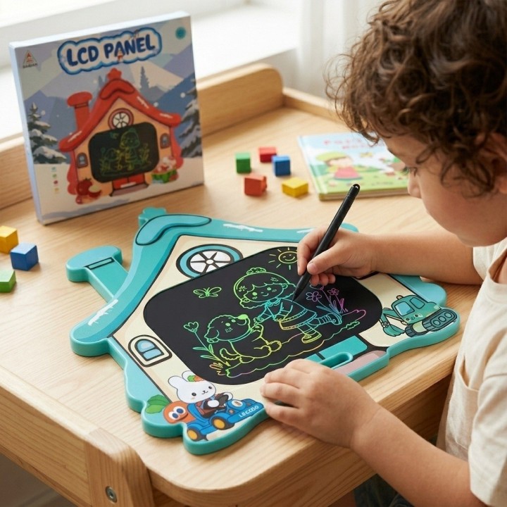 Tablero Mágico Lcd Forma Casa Dibujo Y Escritura Infantil