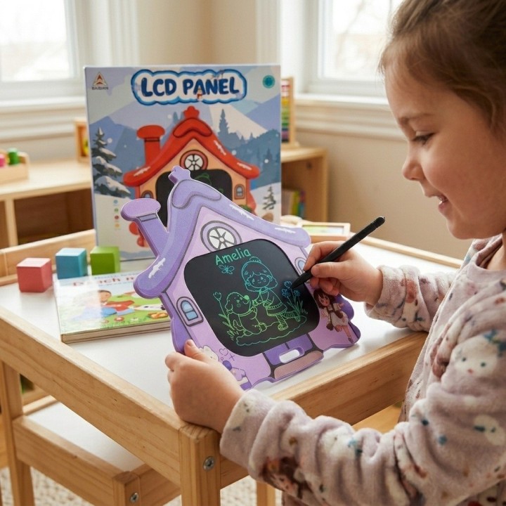 Tablero Mágico Lcd Forma Casa Dibujo Y Escritura Infantil