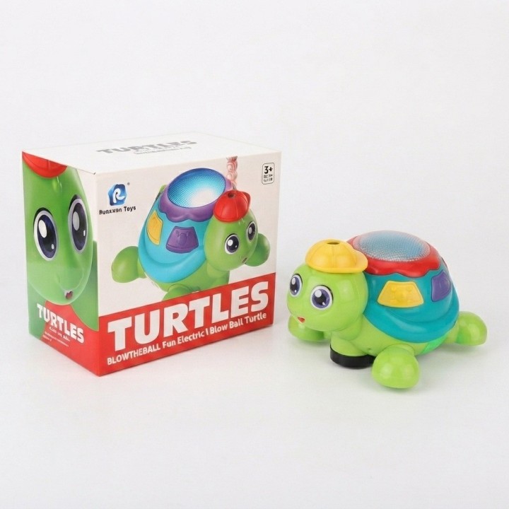 Juguete Tortuga Musical Camina Sopla Bolas Con Luces