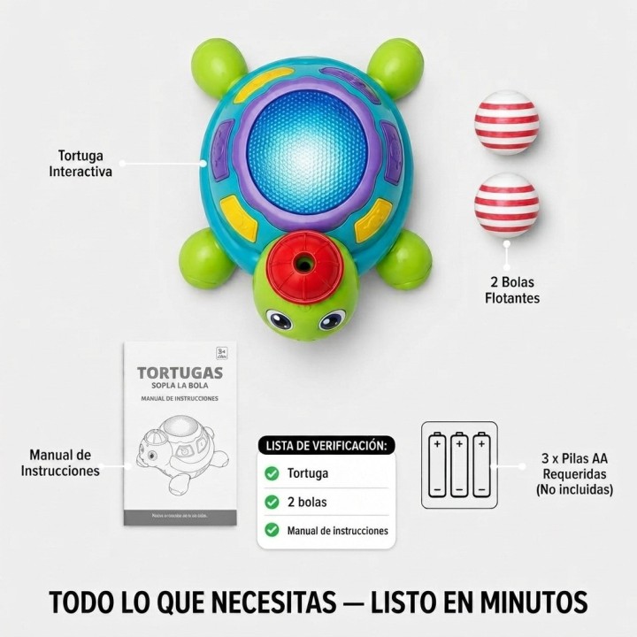 Juguete Tortuga Musical Camina Sopla Bolas Con Luces
