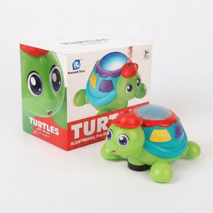 Juguete Tortuga Musical Camina Sopla Bolas Con Luces