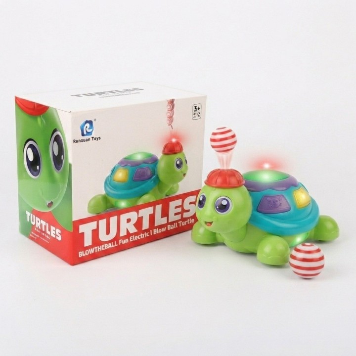 Juguete Tortuga Musical Camina Sopla Bolas Con Luces