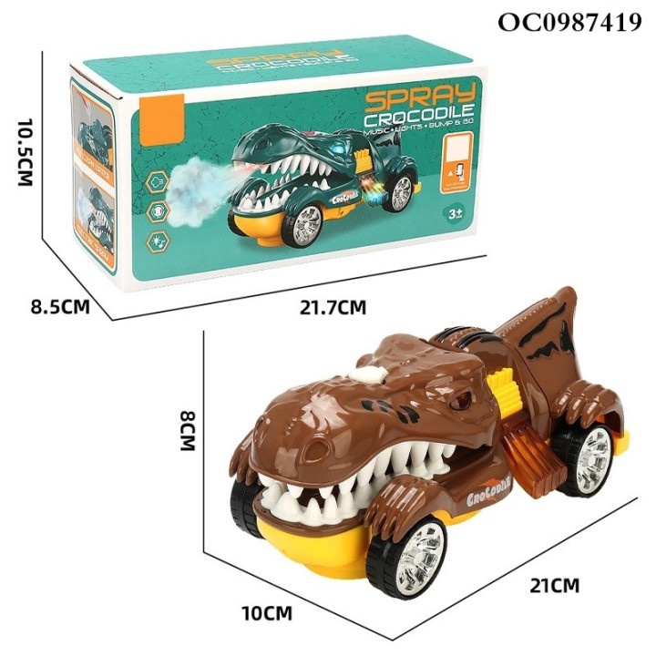 Carro Juguete Cocodrilo Dinosaurio Spray Luces Y Sonido