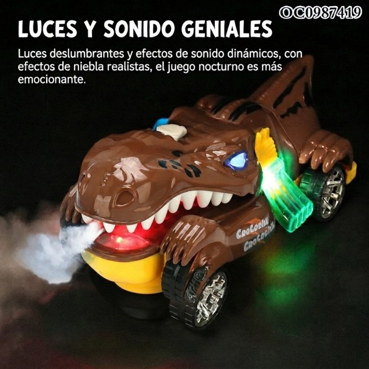 Carro Juguete Cocodrilo Dinosaurio Spray Luces Y Sonido