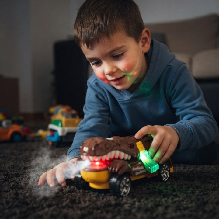 Carro Juguete Cocodrilo Dinosaurio Spray Luces Y Sonido