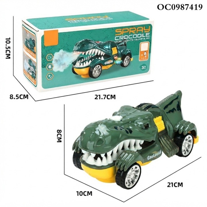 Carro Juguete Cocodrilo Dinosaurio Spray Luces Y Sonido