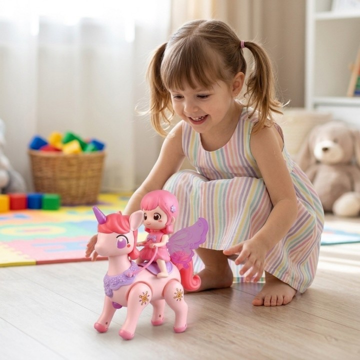 Unicornio Caminante Interactivo Con Hada Y Luz + Baterias