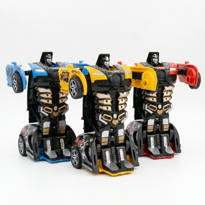 Carro Juguete Taxi Robot Transformable Con Botón