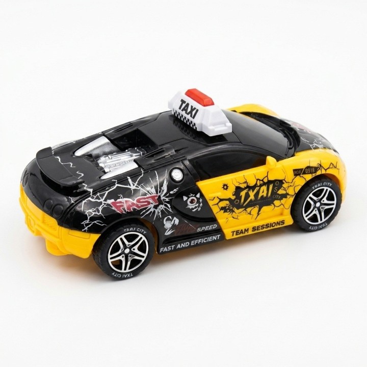 Carro Juguete Taxi Robot Transformable Con Botón