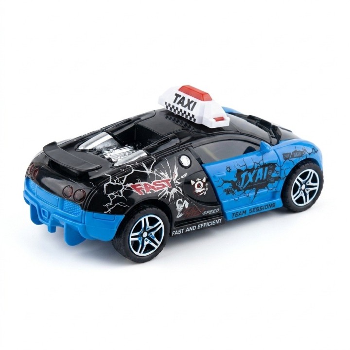 Carro Juguete Taxi Robot Transformable Con Botón