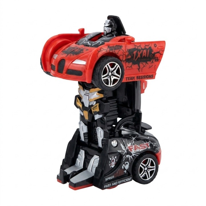 Carro Juguete Taxi Robot Transformable Con Botón