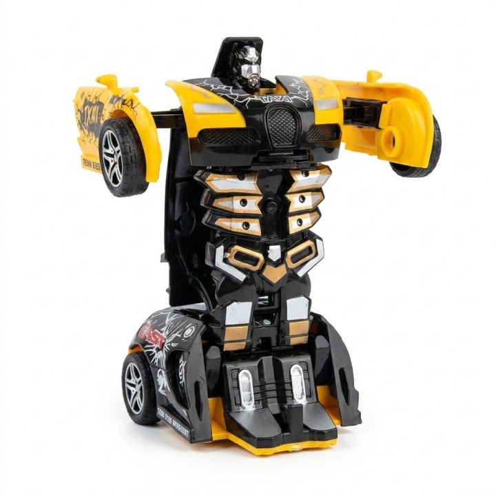 Carro Juguete Taxi Robot Transformable Con Botón