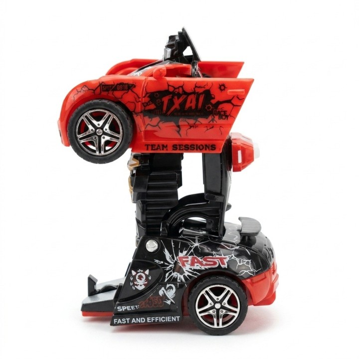 Carro Juguete Taxi Robot Transformable Con Botón
