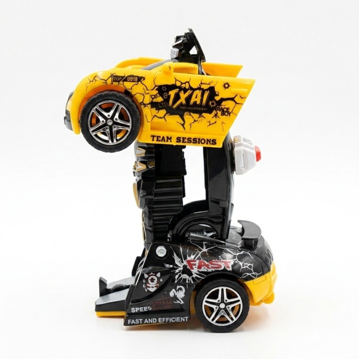 Carro Juguete Taxi Robot Transformable Con Botón