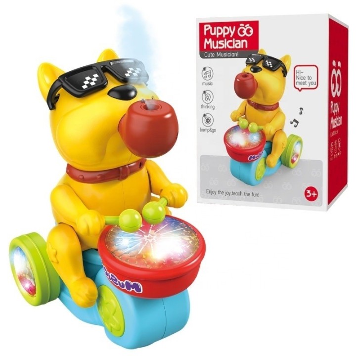 Juguete Perro Musico Baterista Triciclo Luces Sonido Vapor