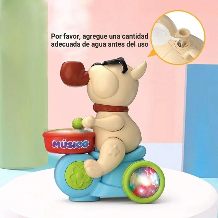 Juguete Perro Musico Baterista Triciclo Luces Sonido Vapor