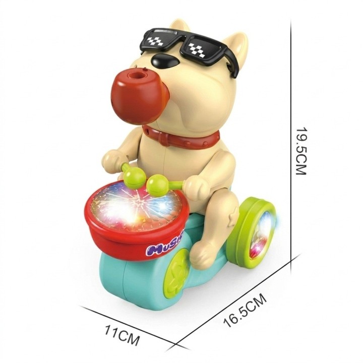 Juguete Perro Musico Baterista Triciclo Luces Sonido Vapor