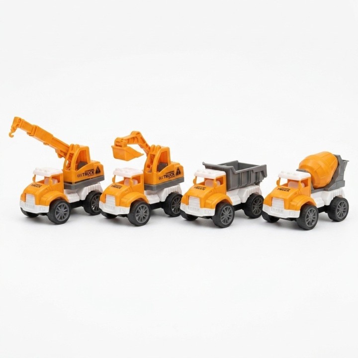 Set 4 Carritos Construcción Juguete Fricción Niños