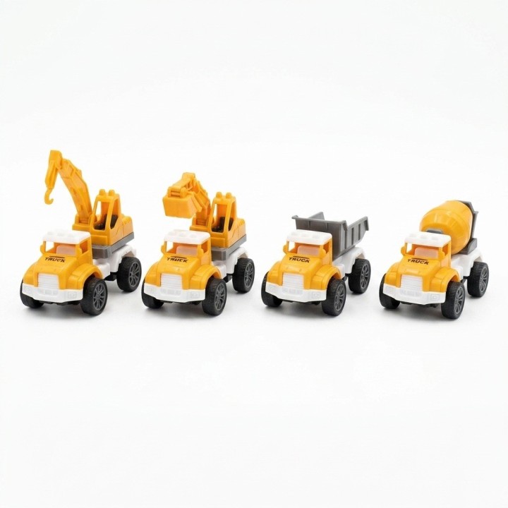 Set 4 Carritos Construcción Juguete Fricción Niños