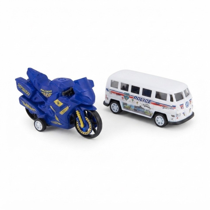 Set 5 Vehículos Policía Y Avión Juguete Fricción