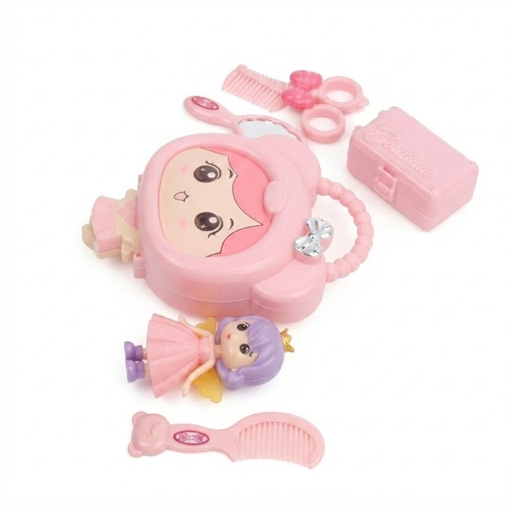 Set Accesorios De Belleza Juguete Con Muñeca Y Estuche