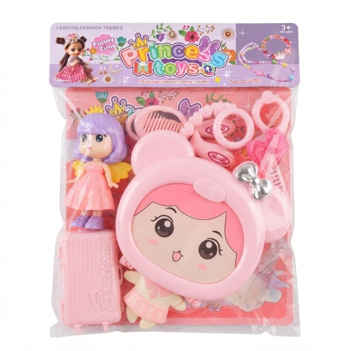 Set Accesorios De Belleza Juguete Con Muñeca Y Estuche