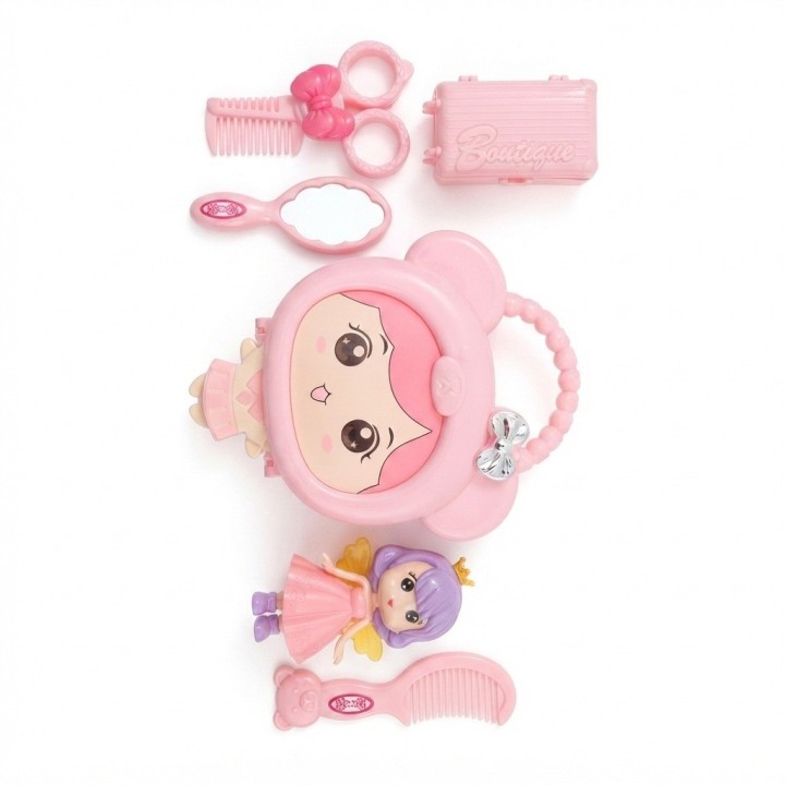 Set Accesorios De Belleza Juguete Con Muñeca Y Estuche