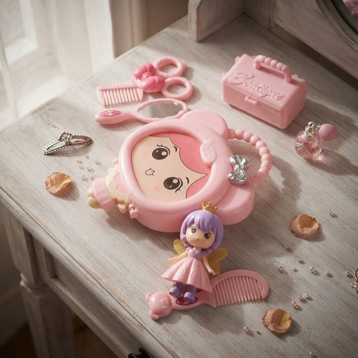Set Accesorios De Belleza Juguete Con Muñeca Y Estuche