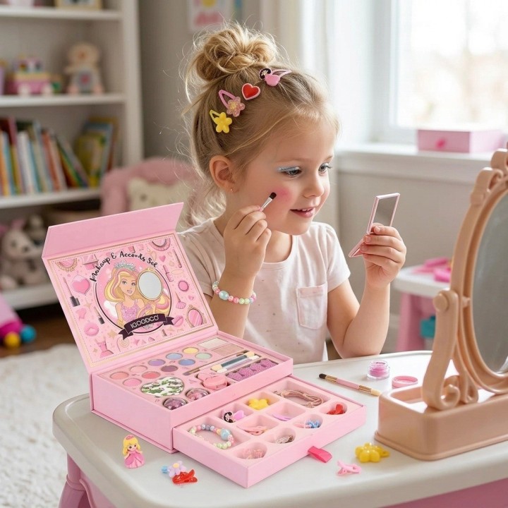 Set Maquillaje Niñas Juguete Accesorios Cofre Espejo