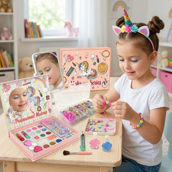 Set Maquillaje Niñas Juguete Bisutería Espejo Accesorios