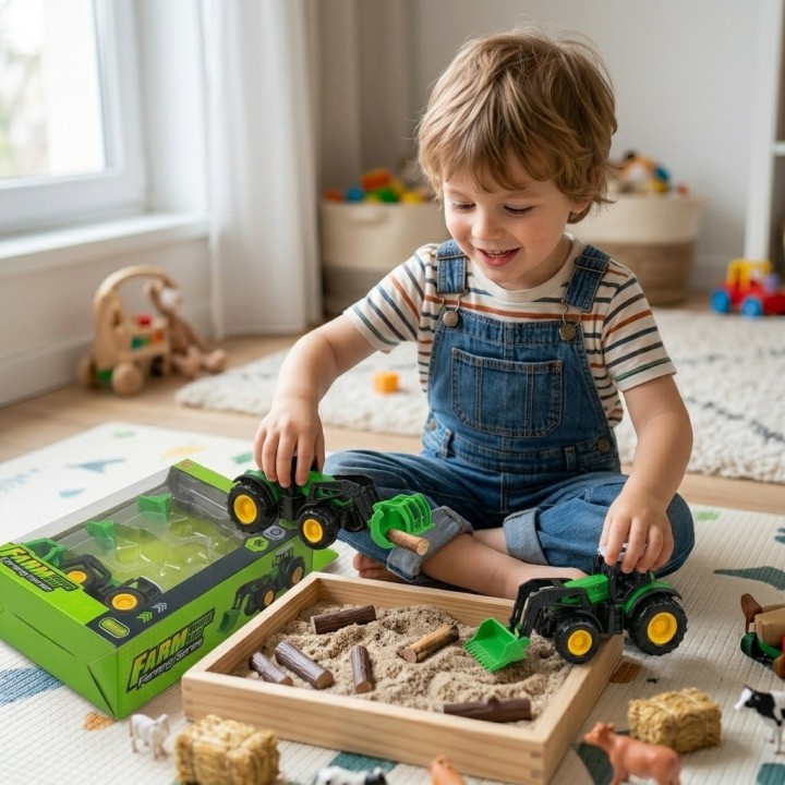Set 3 Tractores De Granja Juguete Friccion Vehiculos Niños