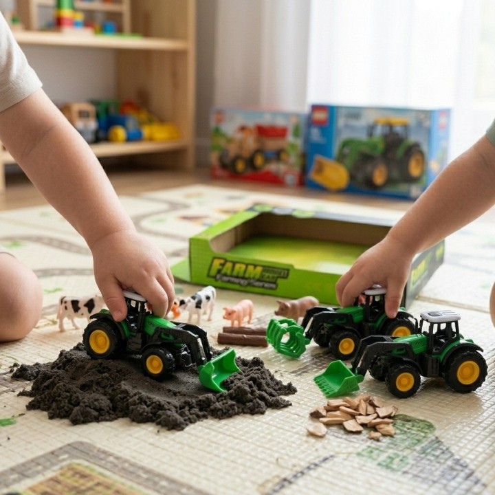 Set 3 Tractores De Granja Juguete Friccion Vehiculos Niños