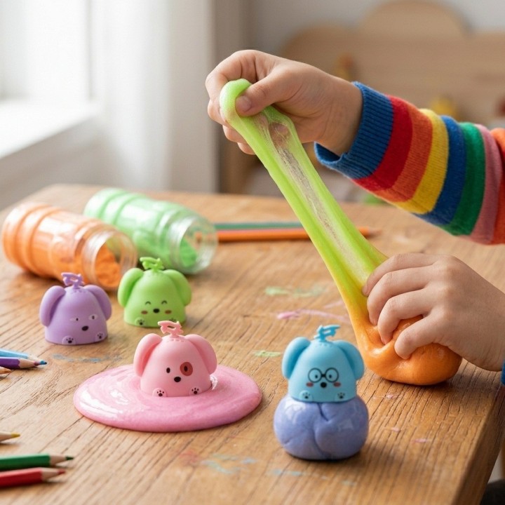 Slime En Envase Perrito Set 4 Unidades Antiestrés