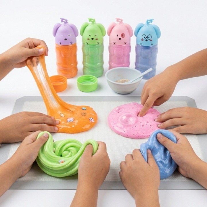 Slime En Envase Perrito Set 4 Unidades Antiestrés