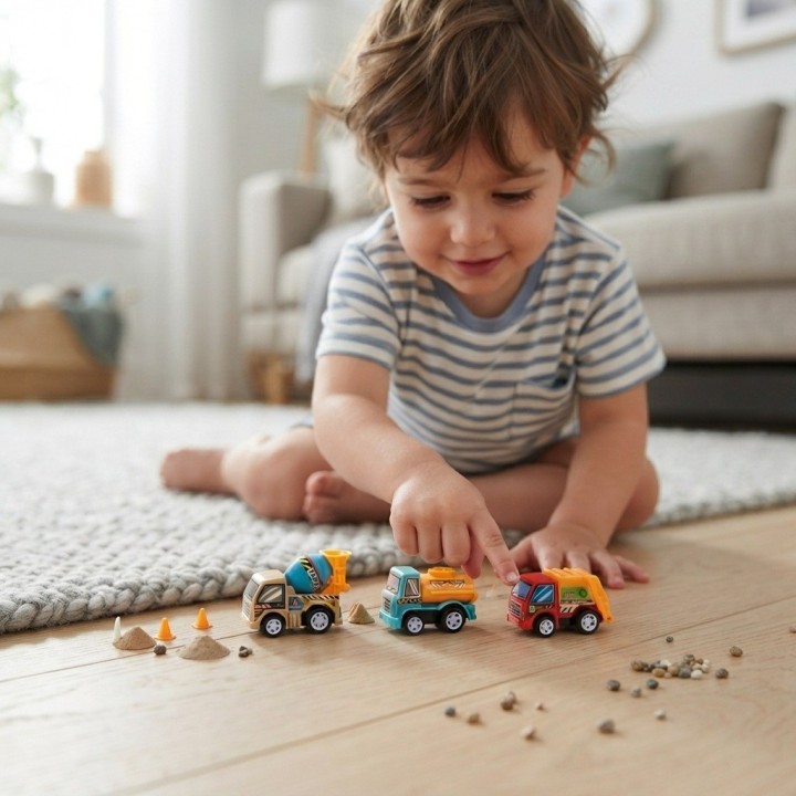 Set 3 Carritos Fricción Construcción Y Limpieza Juguete