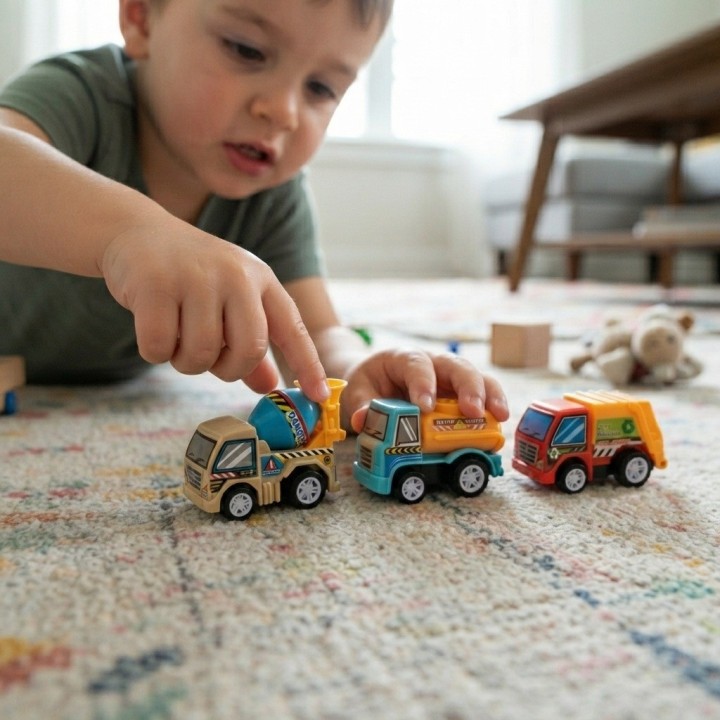 Set 3 Carritos Fricción Construcción Y Limpieza Juguete