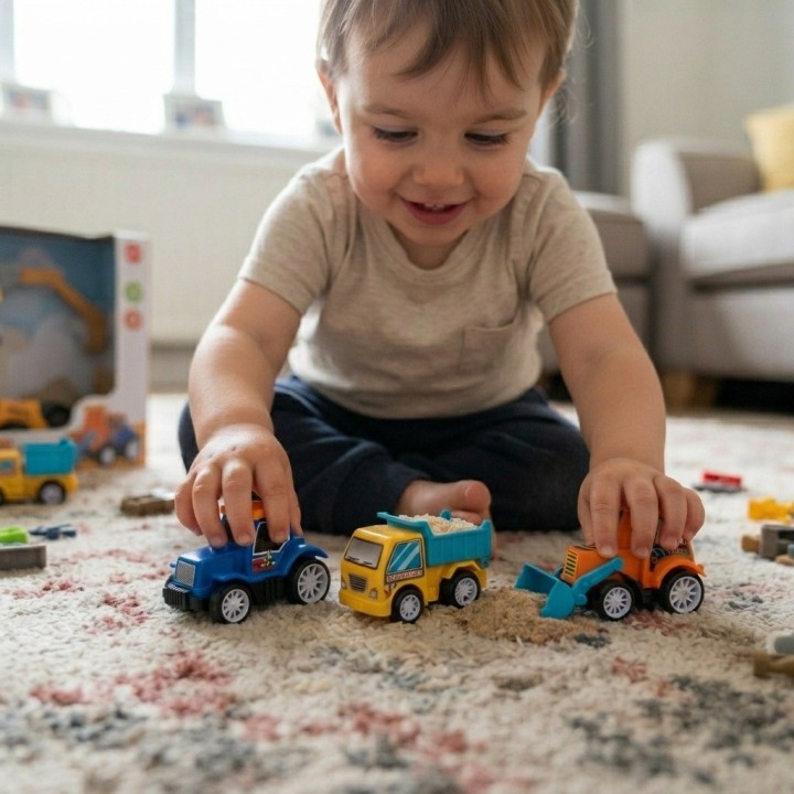 Set 3 Carritos Fricción Construcción Y Limpieza Juguete