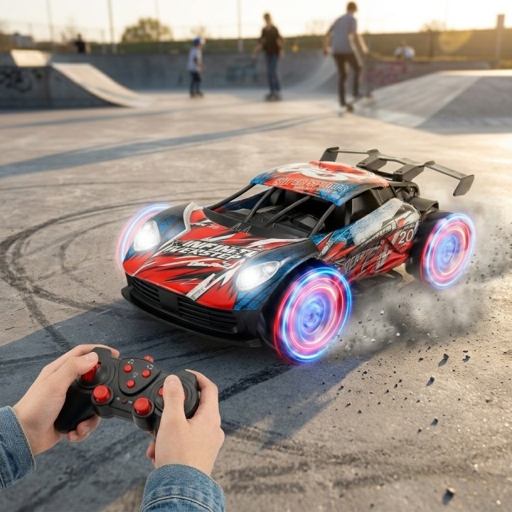 Carro De Control Remoto Acrobático Deportivo Luces Vapor