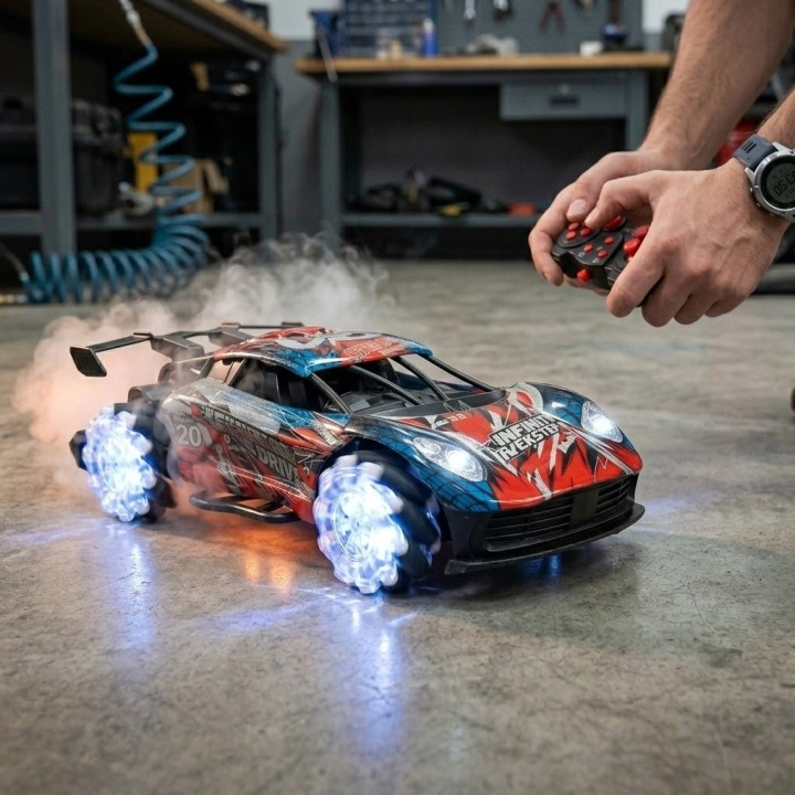Carro De Control Remoto Acrobático Deportivo Luces Vapor